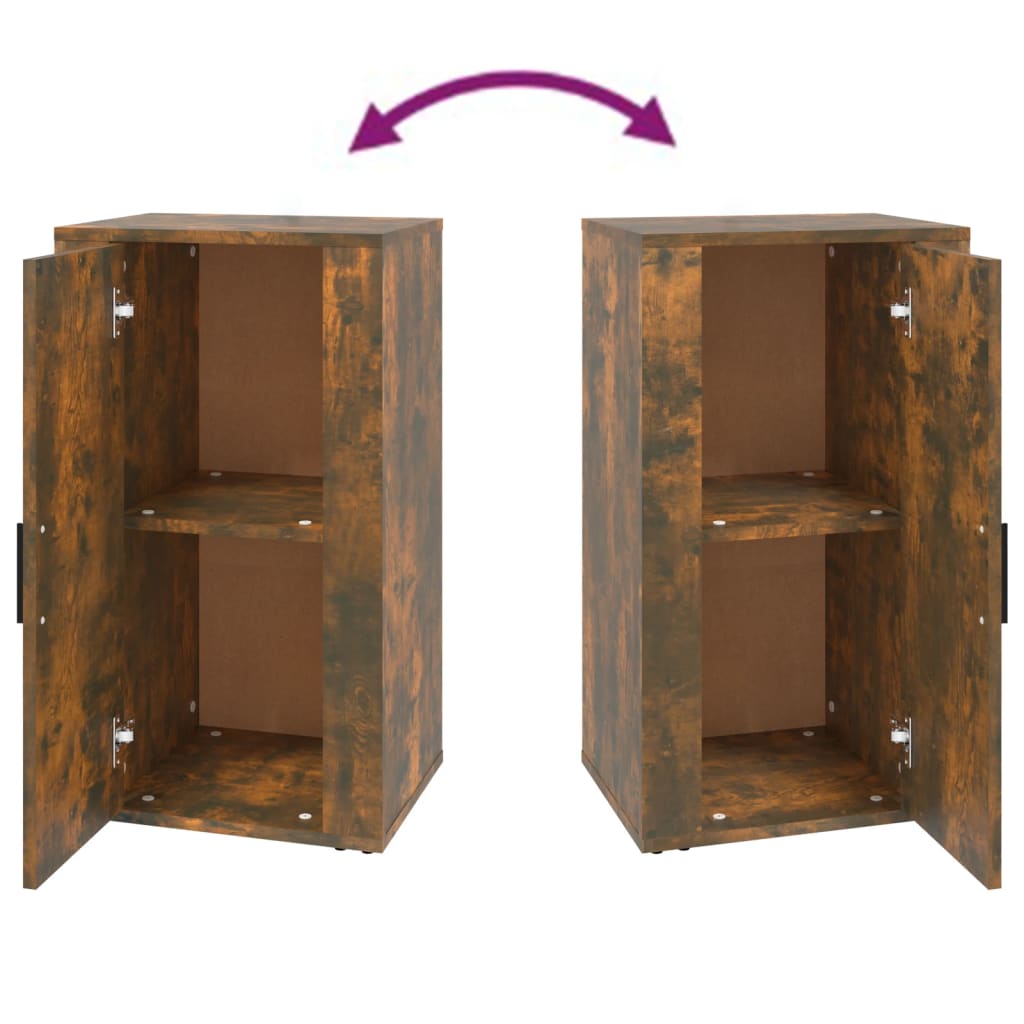 Skåp rökfärgad ek 40x33x70 cm konstruerat trä