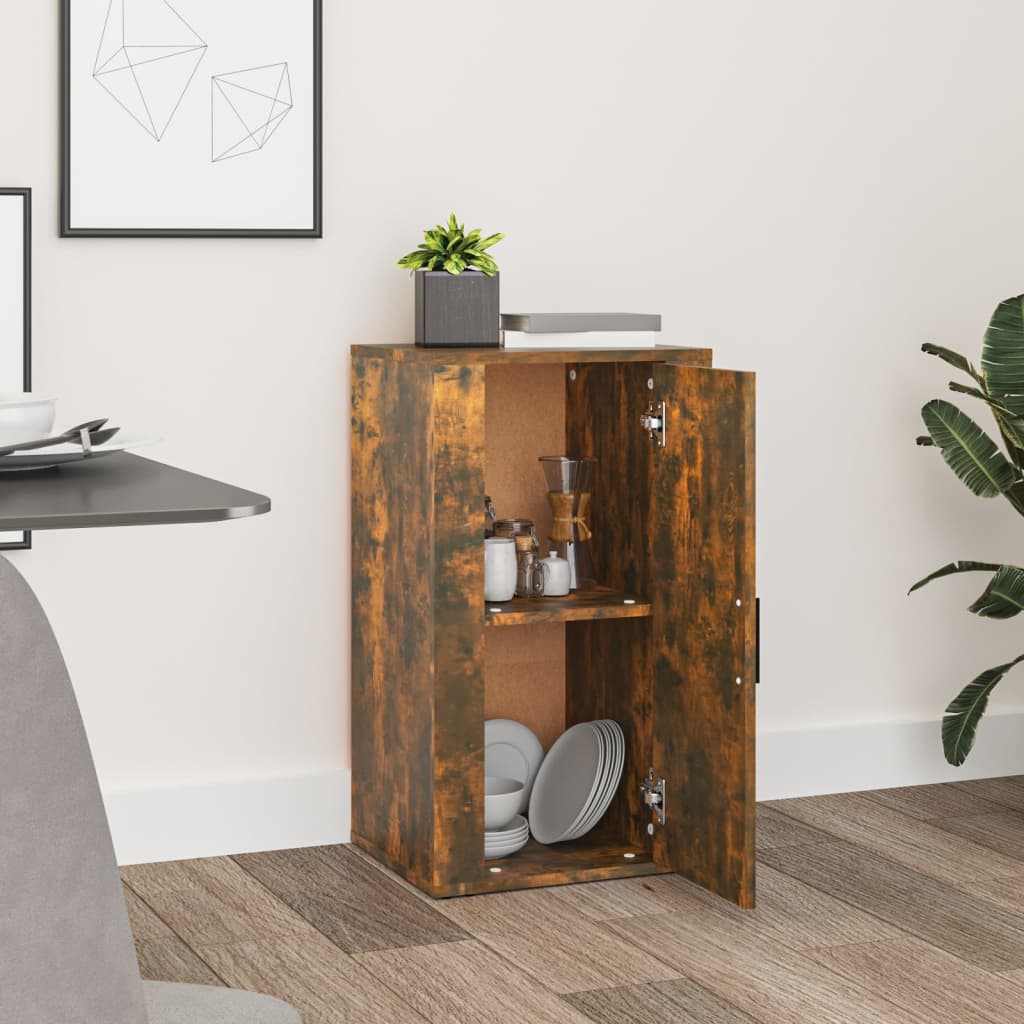 Skåp rökfärgad ek 40x33x70 cm konstruerat trä