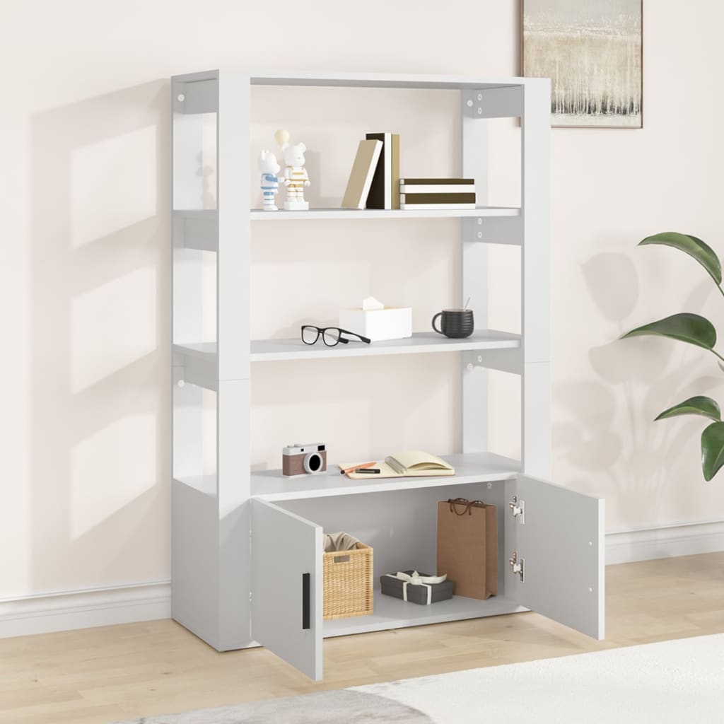 Förvaringshylla vit 80x30x119,5 cm konstruerat trä