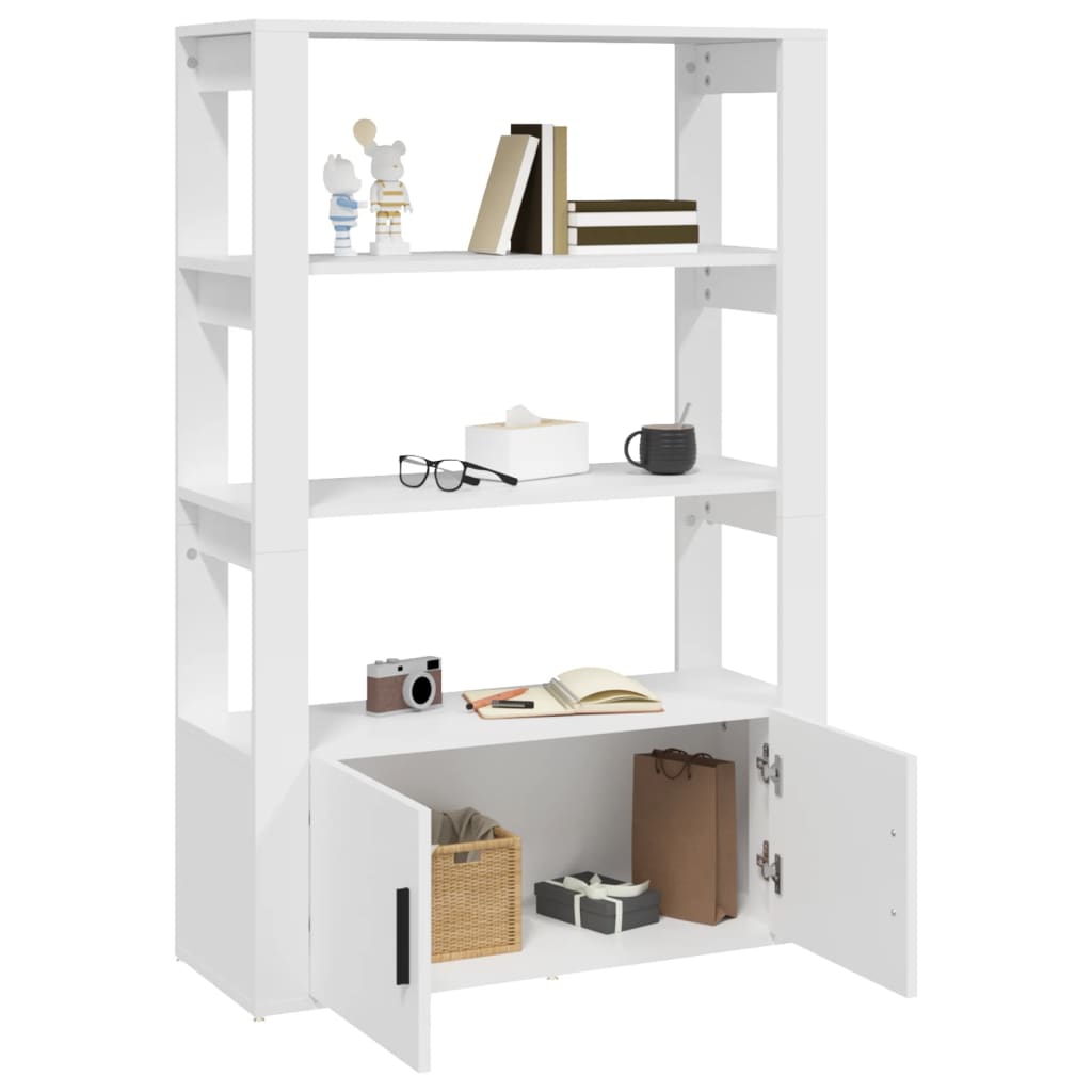 Förvaringshylla vit 80x30x119,5 cm konstruerat trä