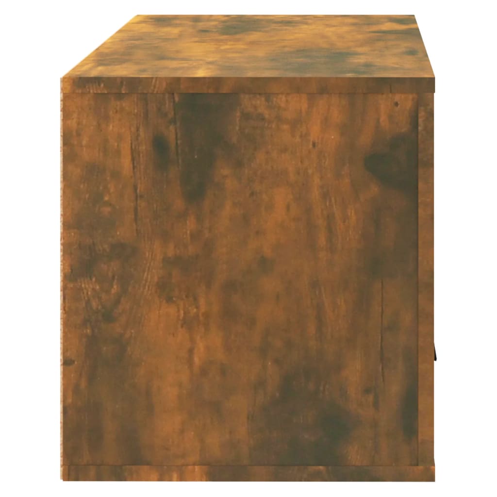 Väggmonterat skoskåp rökfärgad ek 70x35x38 cm konstruerat trä
