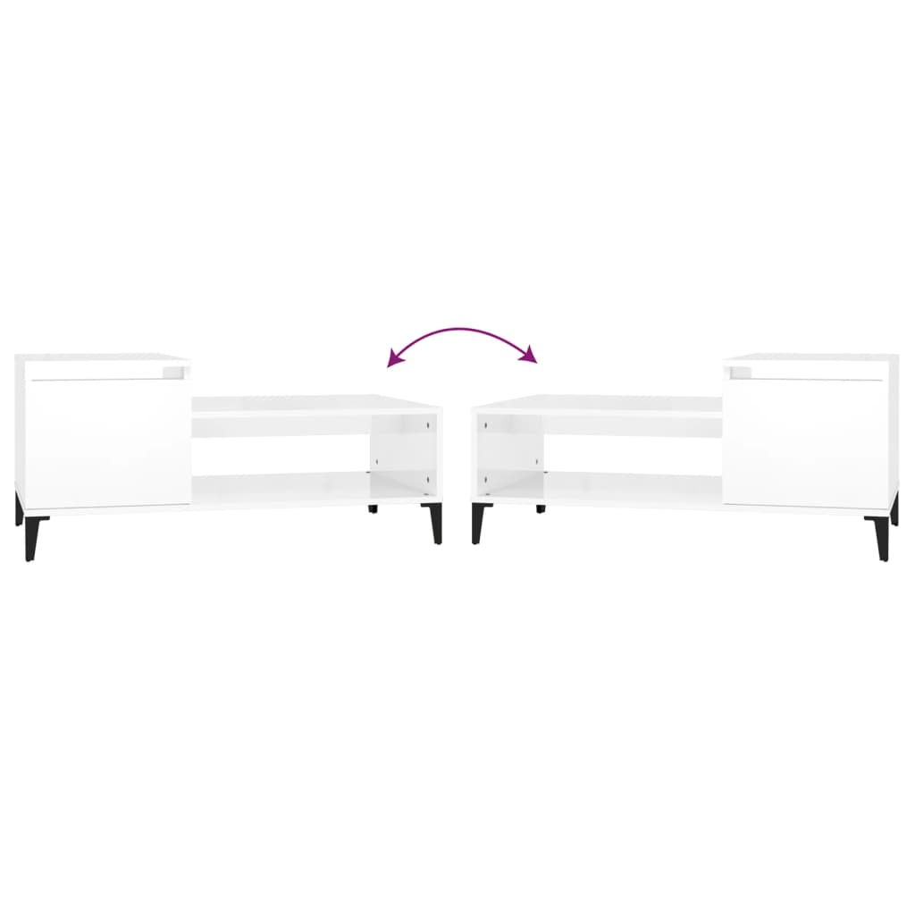 Soffbord vit högglans 100x50x45 cm konstruerat trä