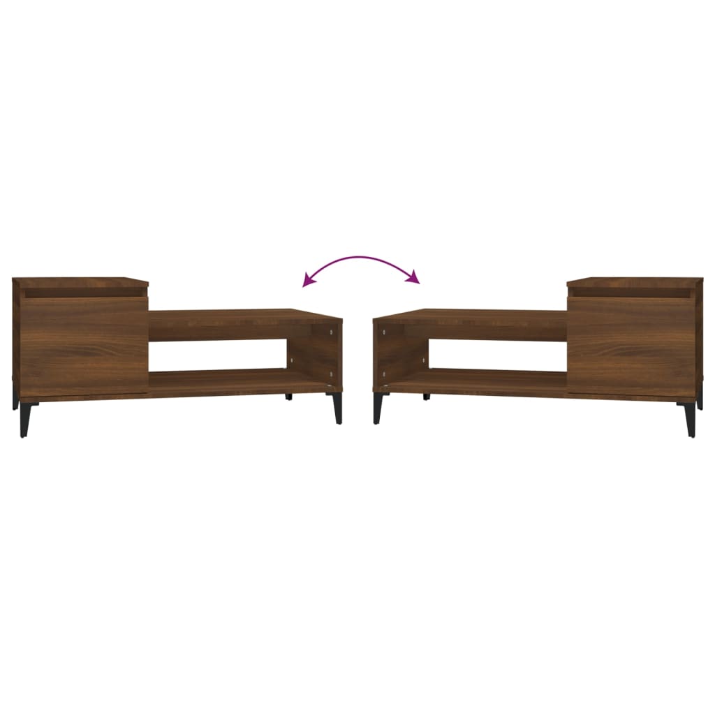 Soffbord brun ek 100x50x45 cm konstruerat trä