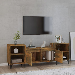 Tv-bänk rökfärgad ek 160x35x55 cm konstruerat trä
