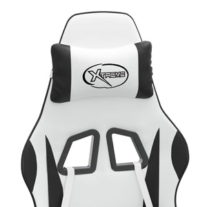 Gamingstol med fotstöd vit och svart konstläder