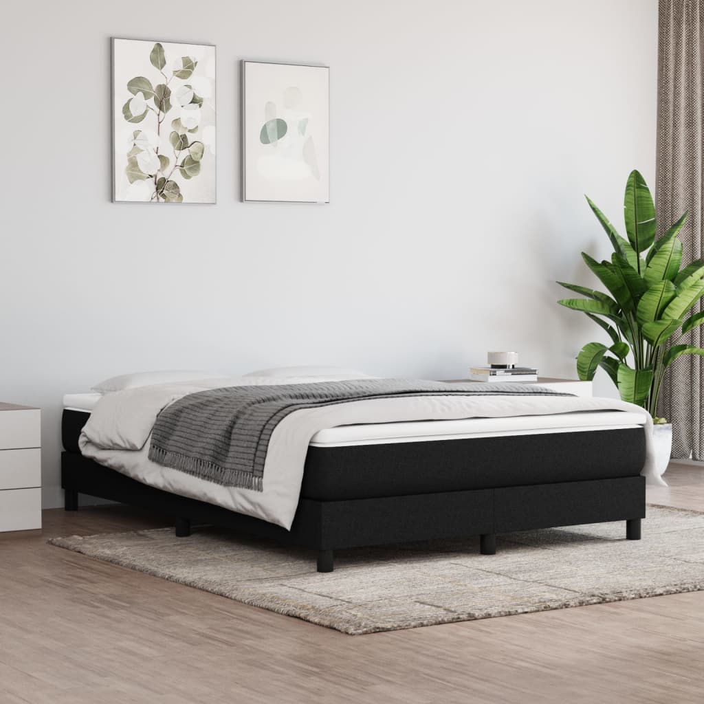 Boxspring-sängram svart 140x190 cm tyg