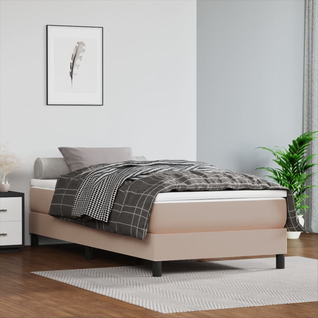Boxspring-sängram cappuccino 90x190 cm konstläder
