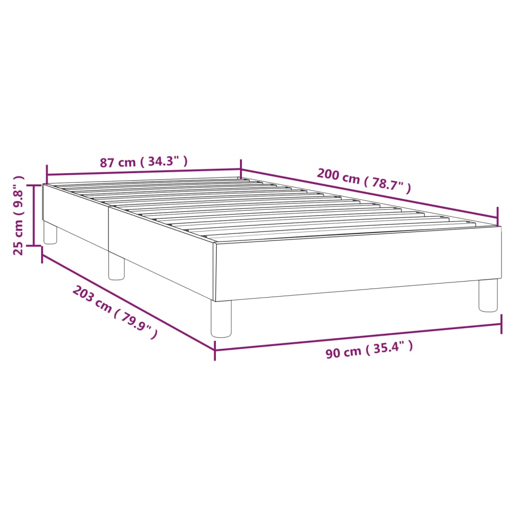 Boxspring-sängram vit 90x200 cm konstläder