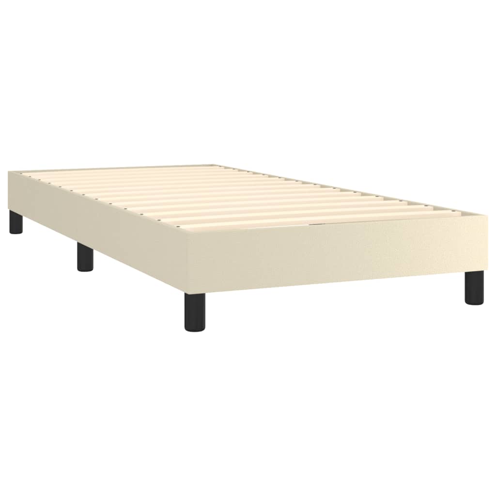 Boxspring-sängram gräddvit 90x200 cm konstläder