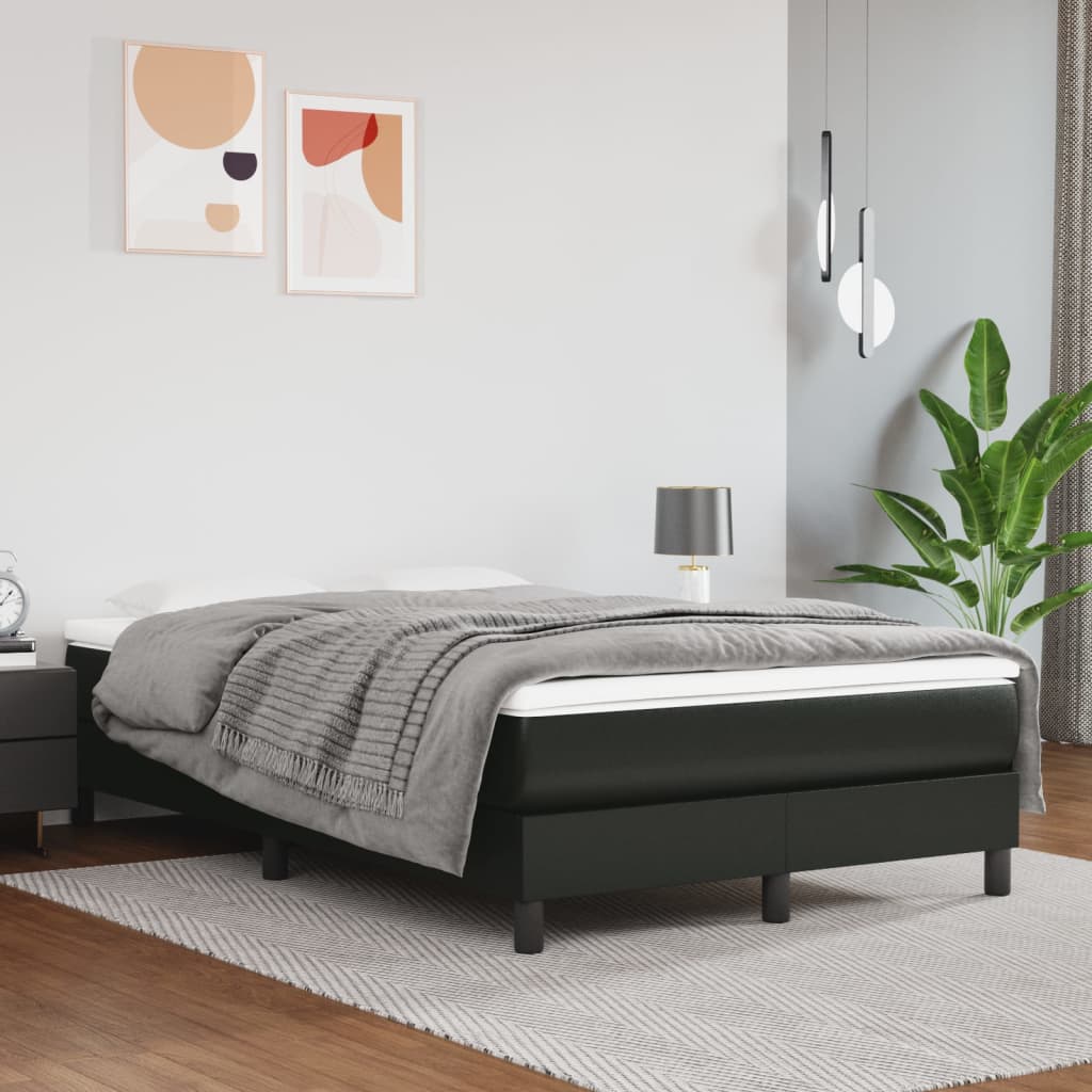 Boxspring-sängram svart 120x200 cm konstläder