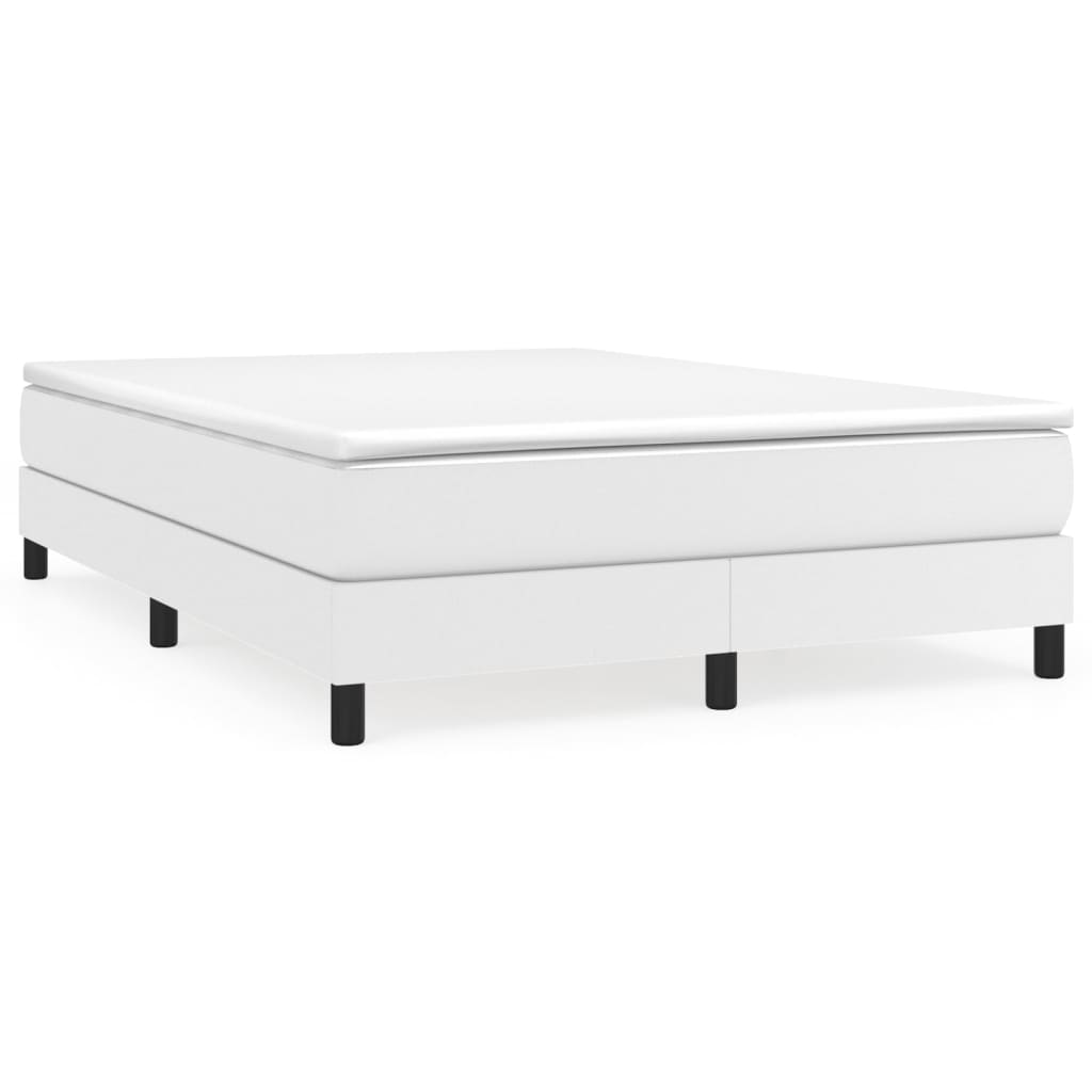 Boxspring-sängram vit 140x190 cm konstläder