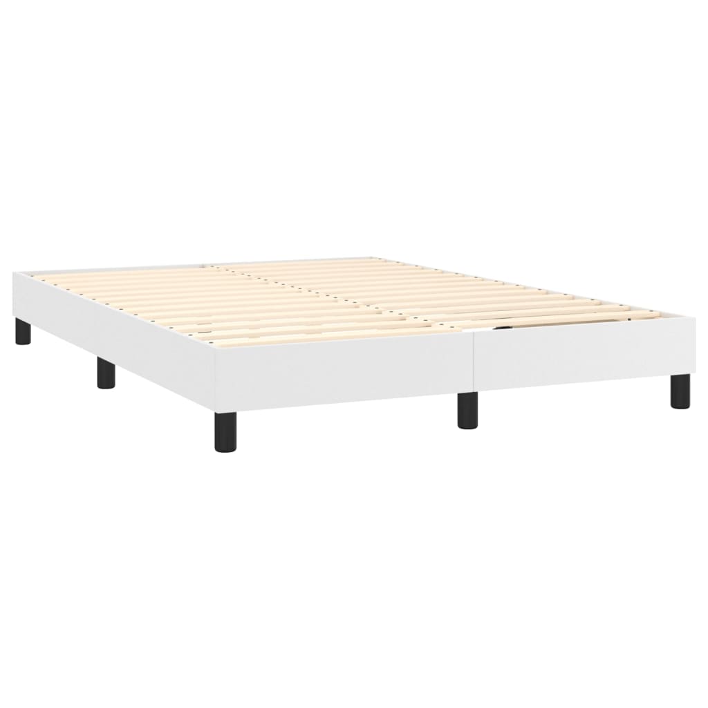 Boxspring-sängram vit 140x190 cm konstläder