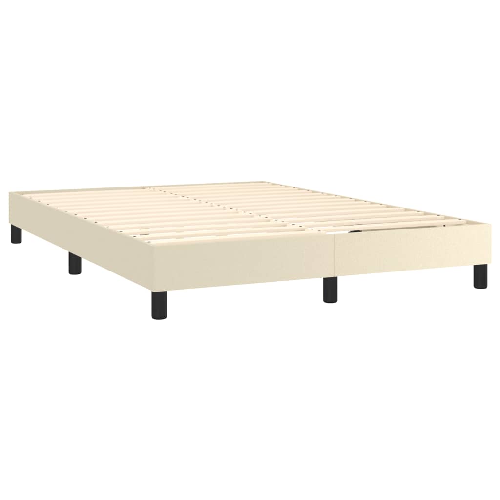 Boxspring-sängram gräddvit 140x190 cm konstläder