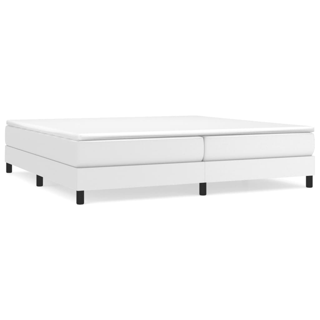Boxspring-sängram vit 200x200 cm konstläder