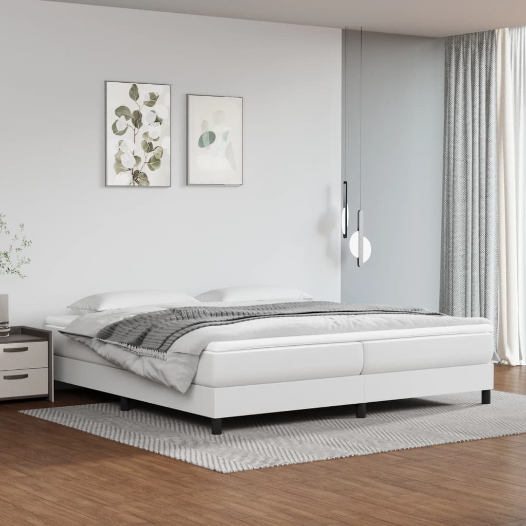 Boxspring-sängram vit 200x200 cm konstläder