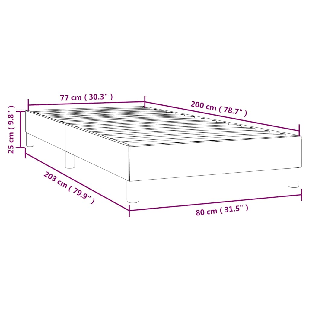 Boxspring-sängram svart 80x200 cm sammet