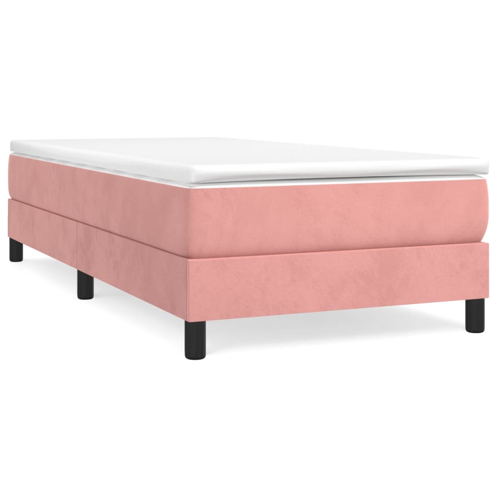 Boxspring-sängram rosa 90x190 cm sammet