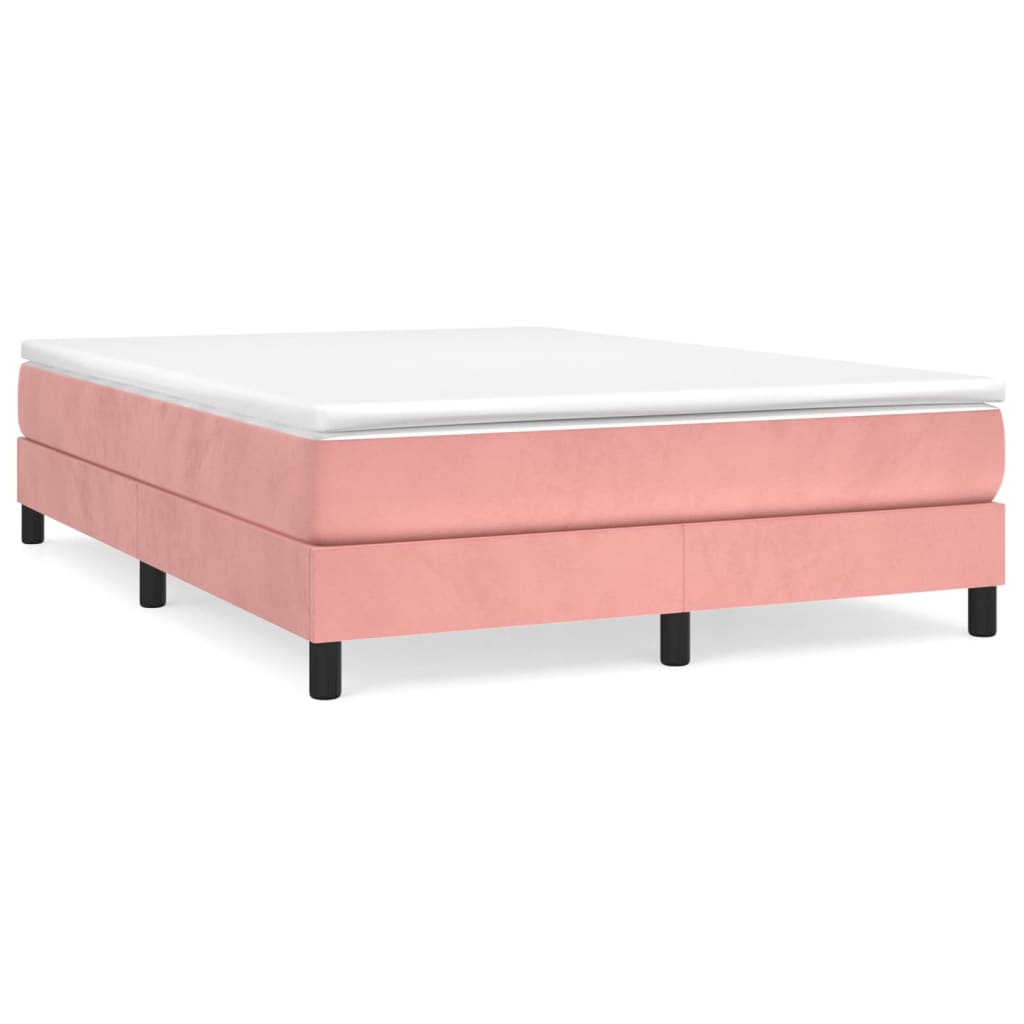 Boxspring-sängram rosa 140x190 cm sammet
