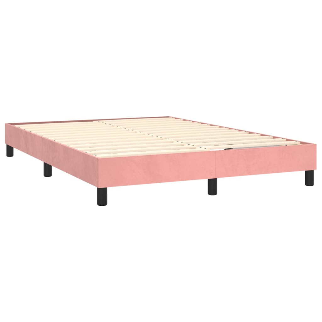 Boxspring-sängram rosa 140x190 cm sammet