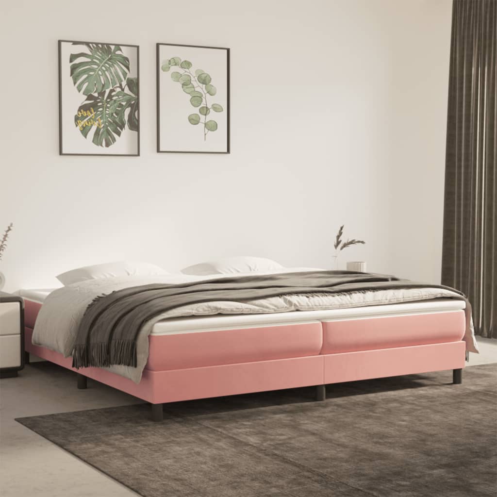 Boxspring-sängram rosa 200x200 cm sammet