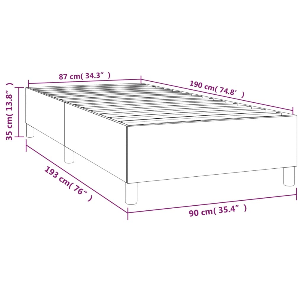 Boxspring-sängram svart 90x190cm tyg