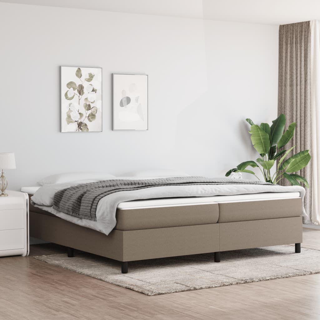 Boxspring-sängram taupe 200x200 cm tyg