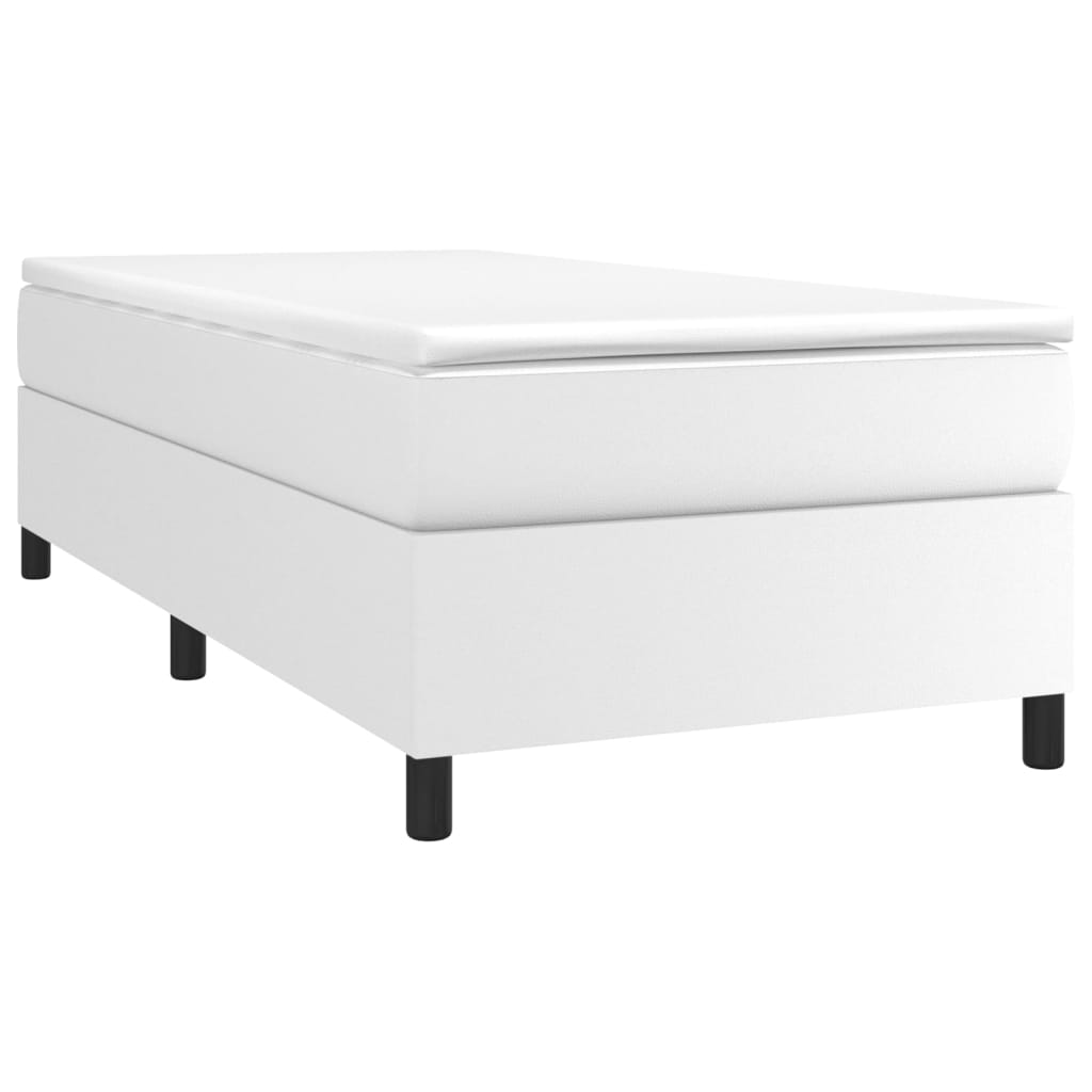 Boxspring-sängram vit 100x200 cm konstläder