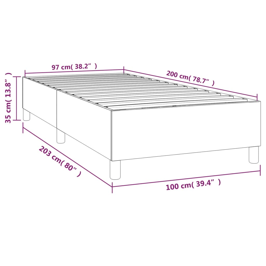 Boxspring-sängram vit 100x200 cm konstläder