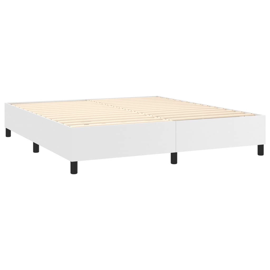 Boxspring-sängram vit 160x200 cm konstläder