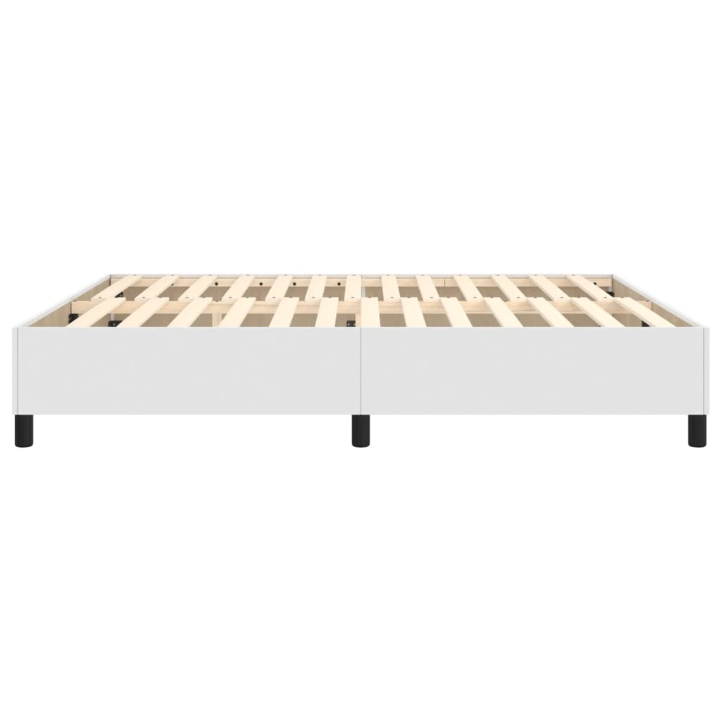 Boxspring-sängram vit 160x200 cm konstläder