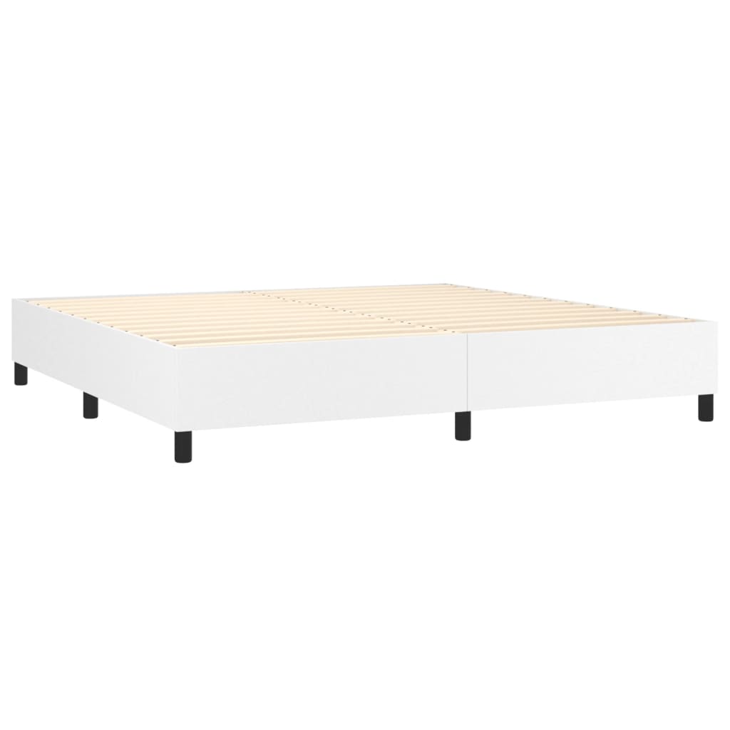 Boxspring-sängram vit 200x200 cm konstläder