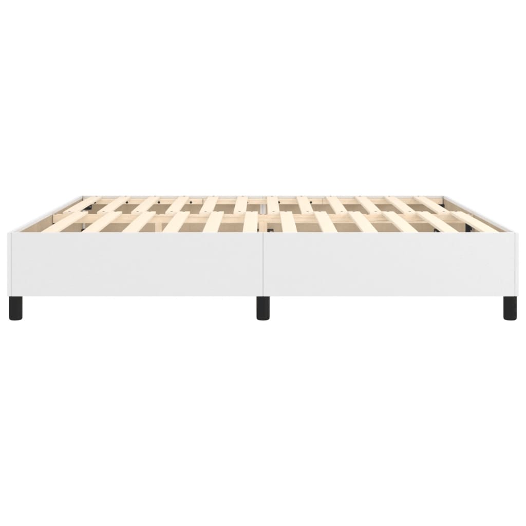 Boxspring-sängram vit 200x200 cm konstläder