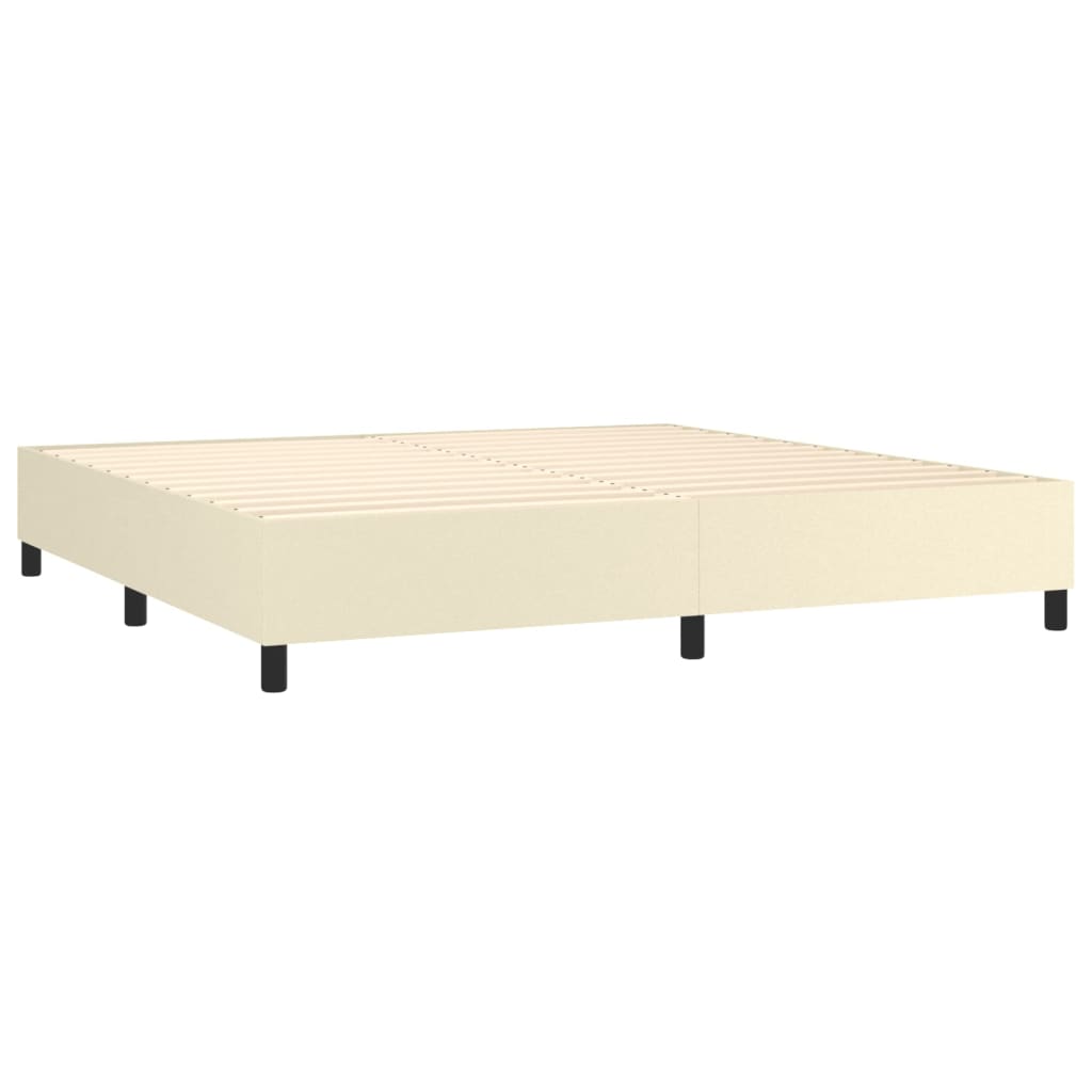 Boxspring-sängram gräddvit 200x200 cm konstläder