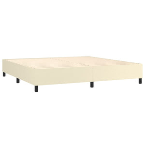 Boxspring-sängram gräddvit 200x200 cm konstläder