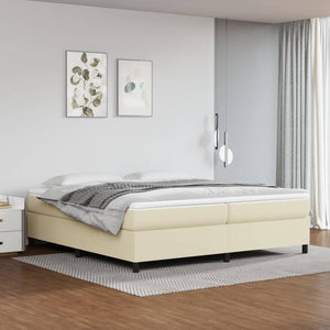 Boxspring-sängram gräddvit 200x200 cm konstläder
