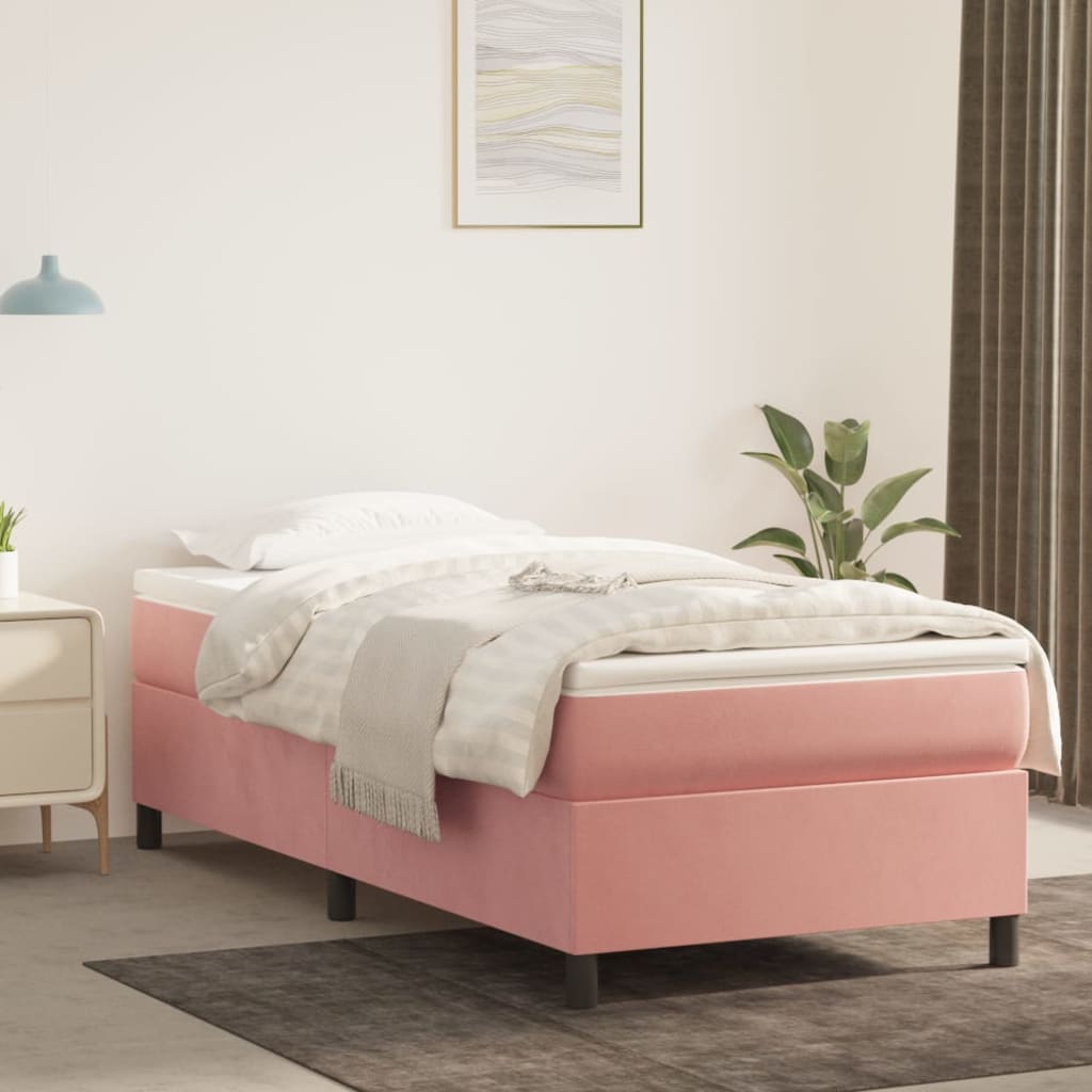 Boxspring-sängram rosa 100x200 cm sammet