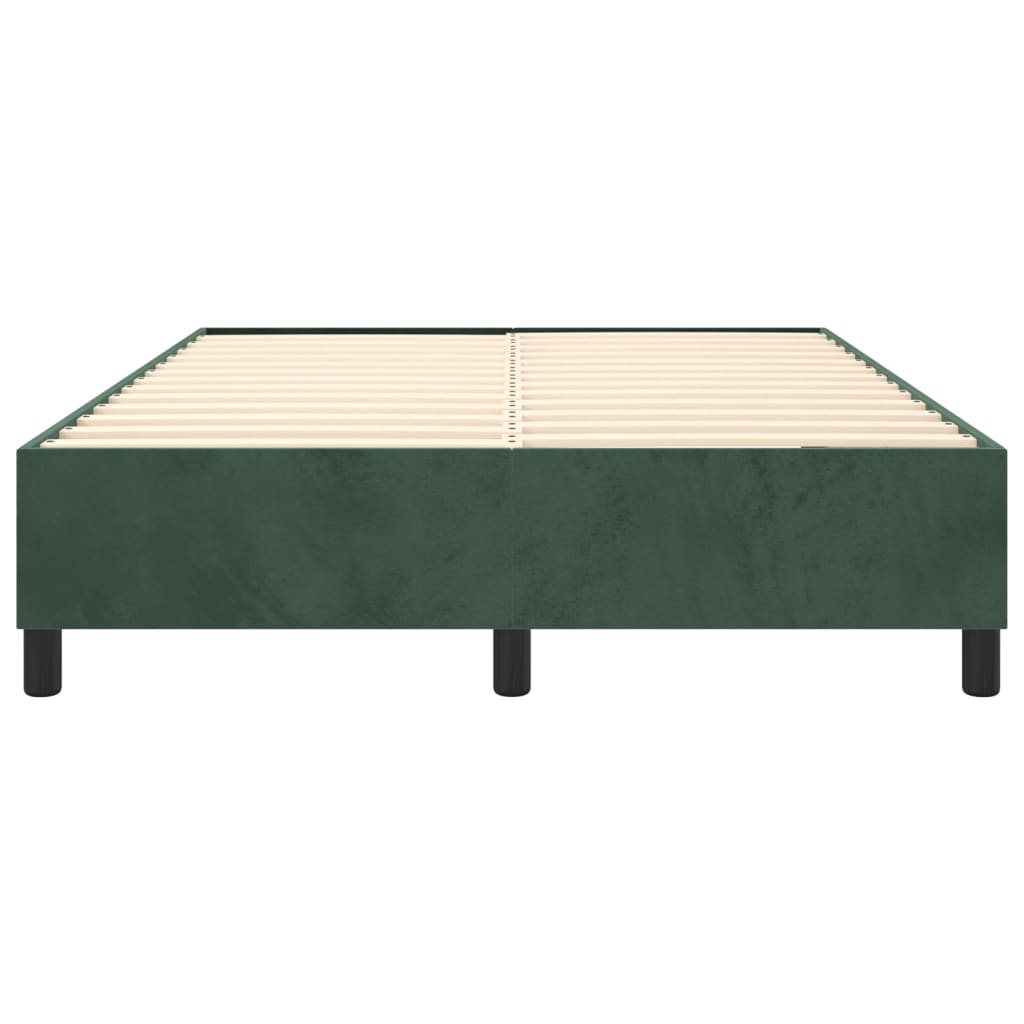Boxspring-sängram mörkgrön 140x190 cm sammet