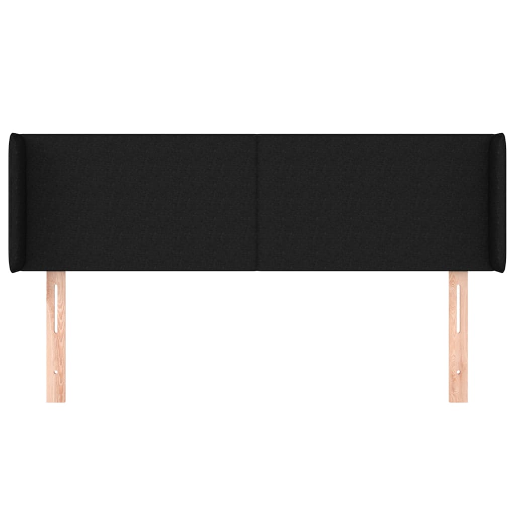 Sänggavel med kanter svart 147x16x78/88 cm tyg