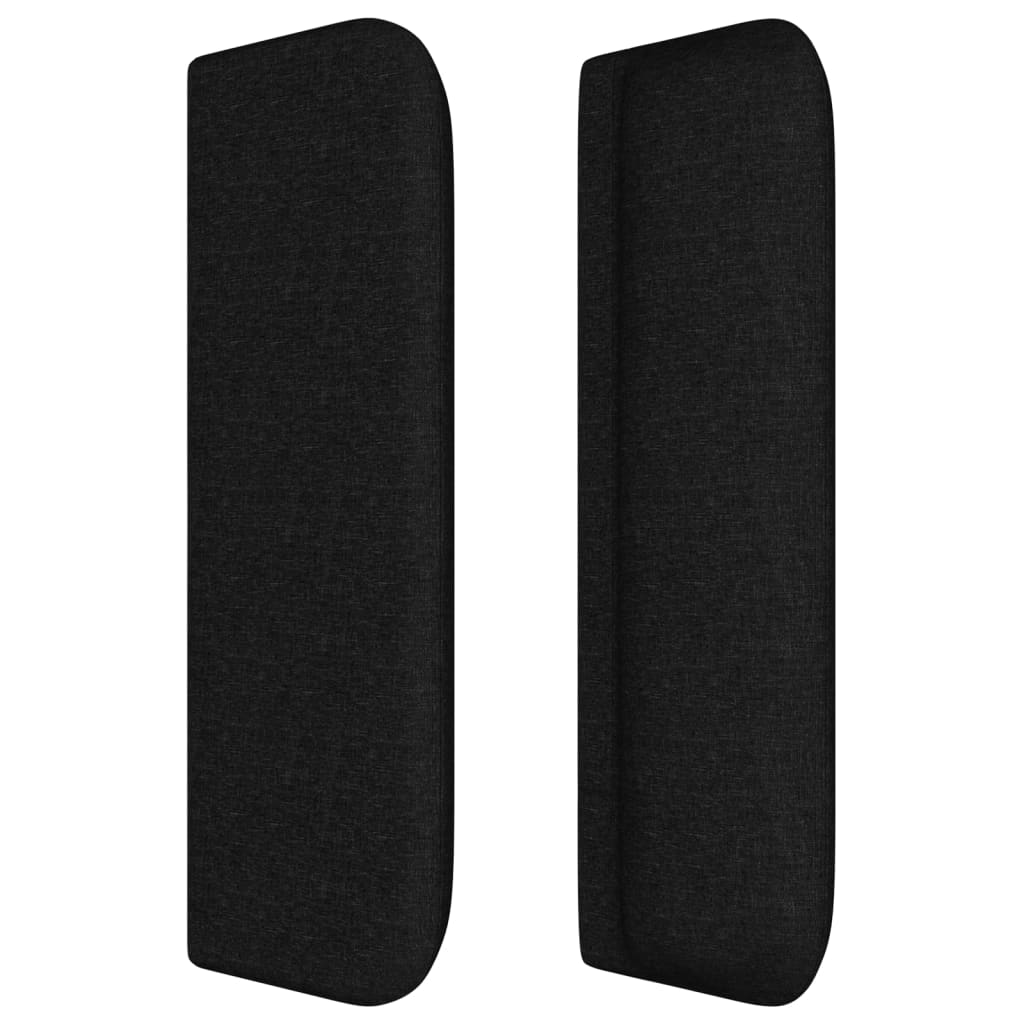 Sänggavel med kanter svart 147x16x78/88 cm tyg