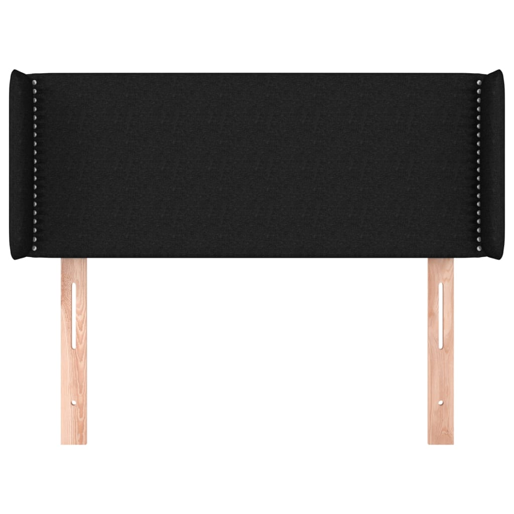 Sänggavel med kanter svart 93x16x78/88 cm tyg