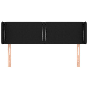 Sänggavel med kanter svart 147x16x78/88 cm tyg