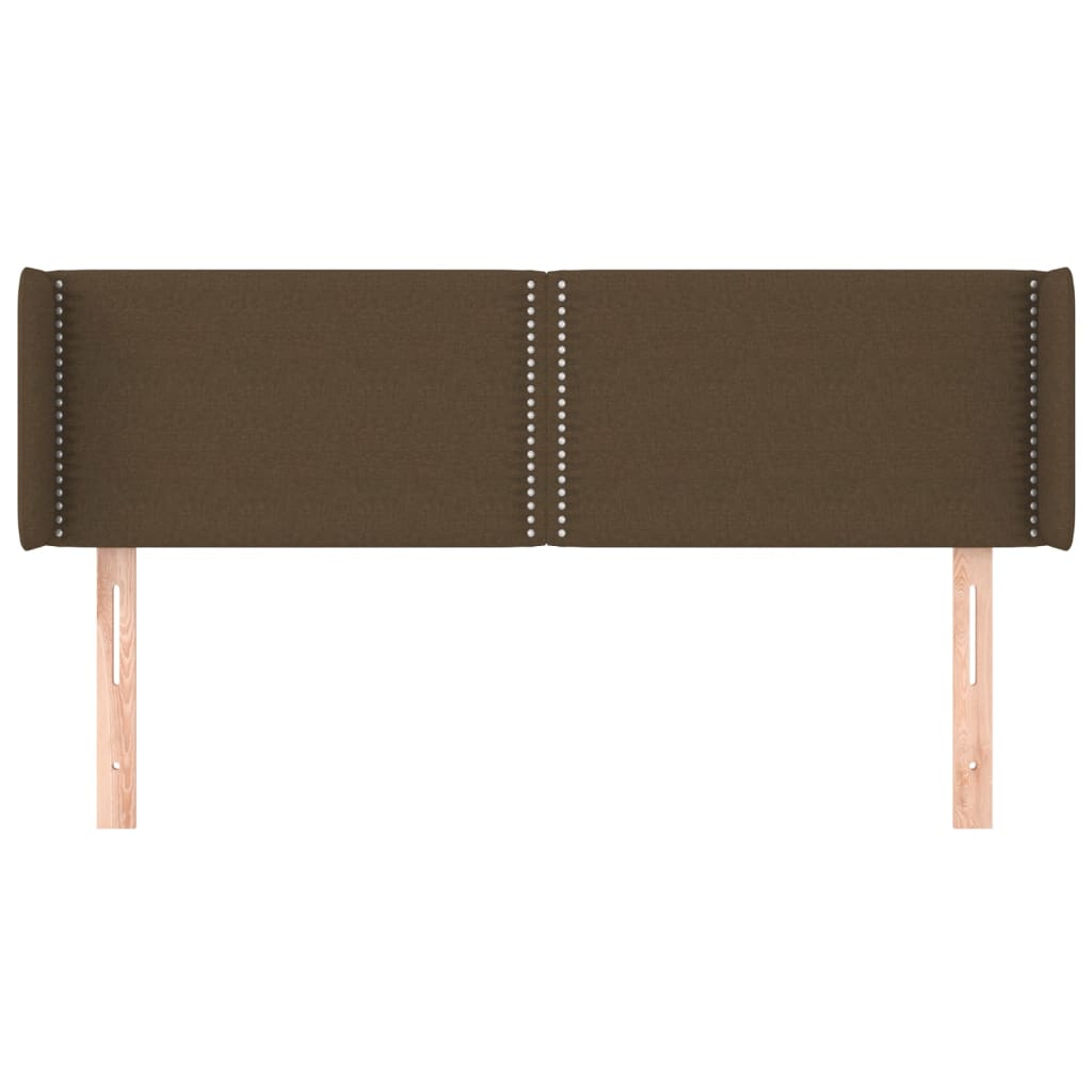 Sänggavel med kanter mörkbrun 147x16x78/88 cm tyg