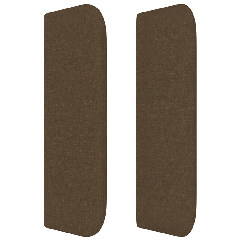 Sänggavel med kanter mörkbrun 147x16x78/88 cm tyg