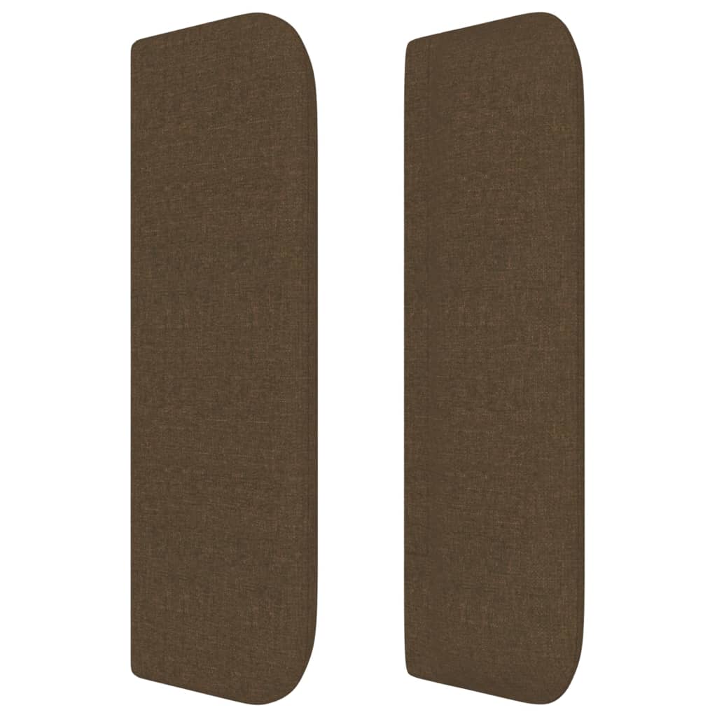 Sänggavel med kanter mörkbrun 163x16x78/88 cm tyg