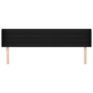 Sänggavel med kanter svart 163x16x78/88 cm tyg