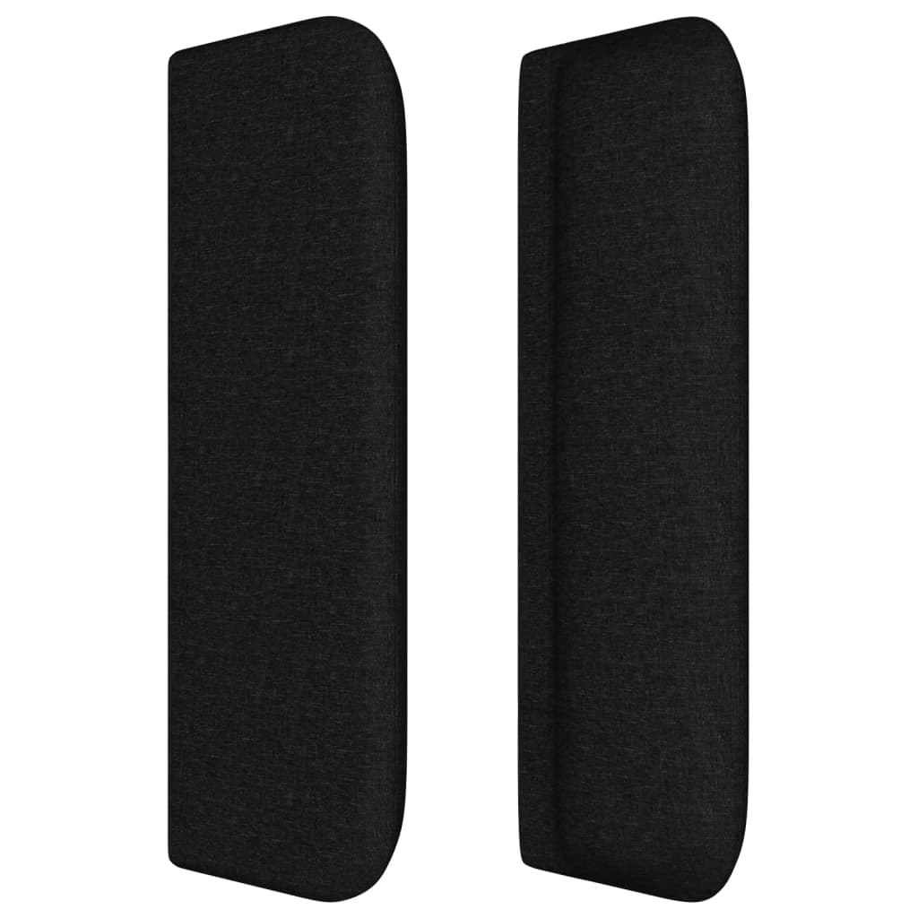 Sänggavel med kanter svart 163x16x78/88 cm tyg