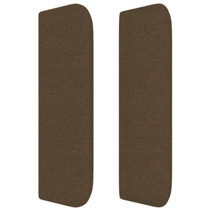 Sänggavel med kanter mörkbrun 163x16x78/88 cm tyg