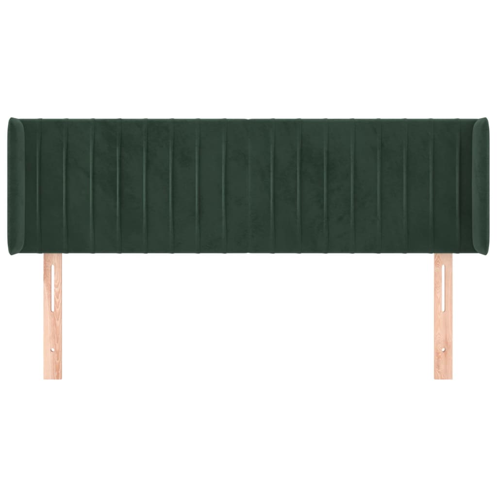 Sänggavel med kanter mörkgrön 147x16x78/88 cm sammet