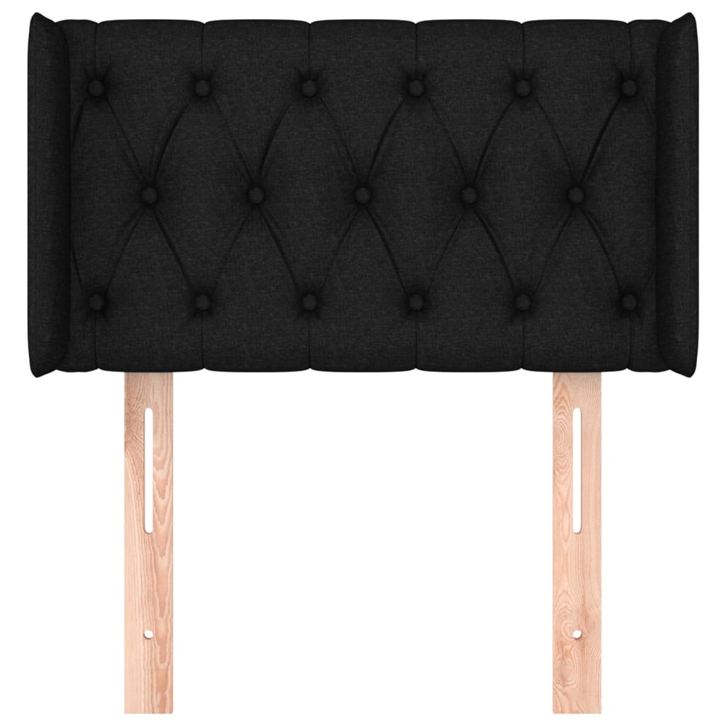 Sänggavel med kanter svart 83x16x78/88 cm tyg