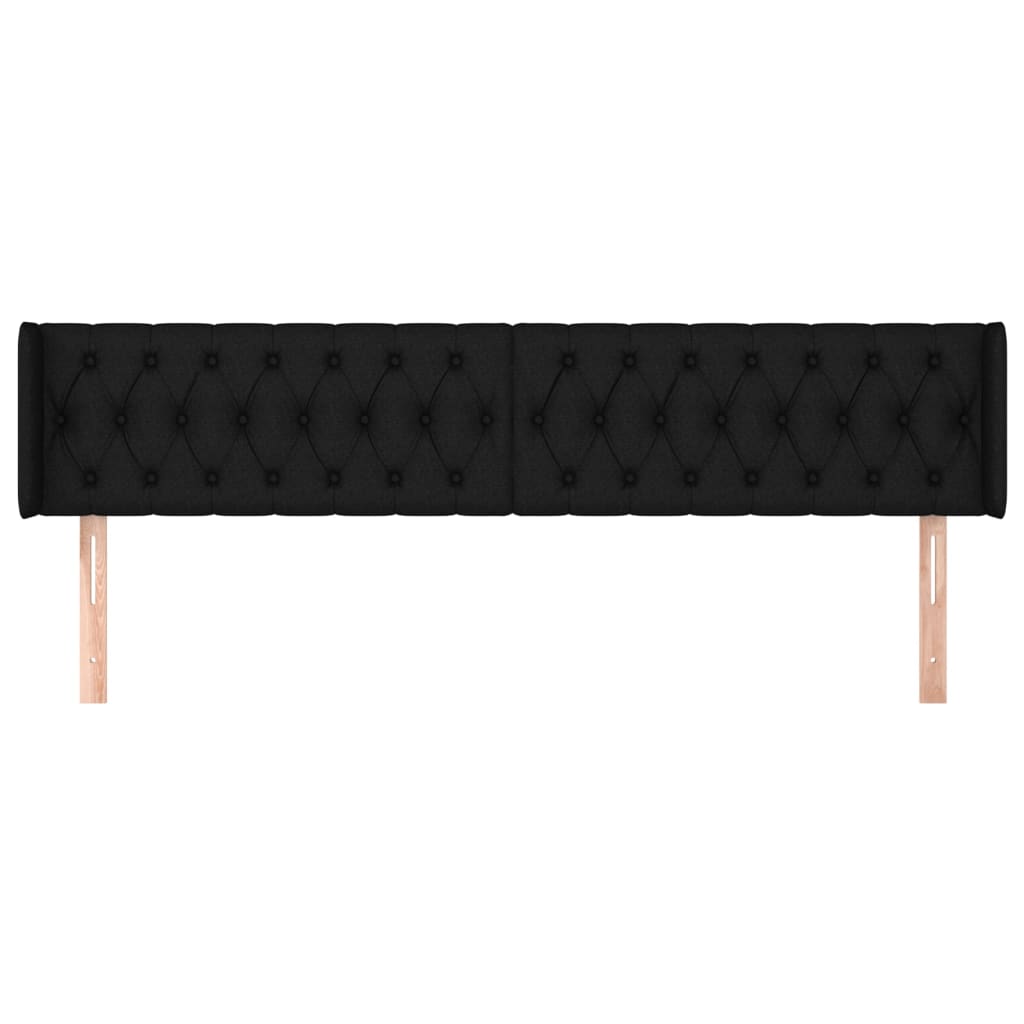 Sänggavel med kanter svart 203x16x78/88 cm tyg